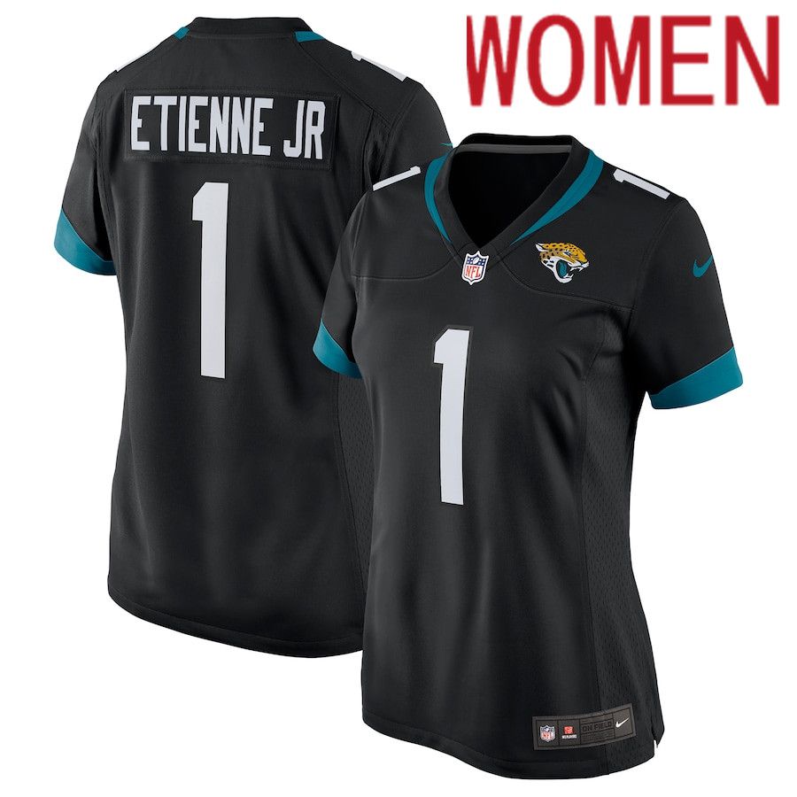 Women Jacksonville Jaguars 1 Travis Etienne Nike Black Game NFL Jersey